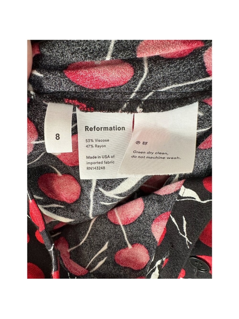 Rare! Reformation Black Cherry Print Midi Dress - Picture 5 of 5